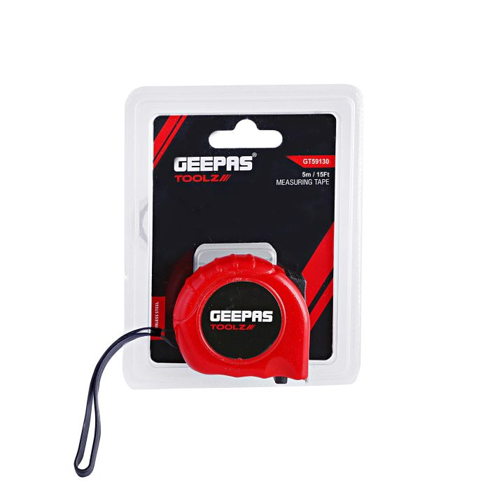 Geepas GT59130 5M, 19mm Measuring Tape - Pocket Tape With ABS Construction Plastic Shell | Rubber Coating Makes It Resistant To Abrasion | +0.2mm Accuracy