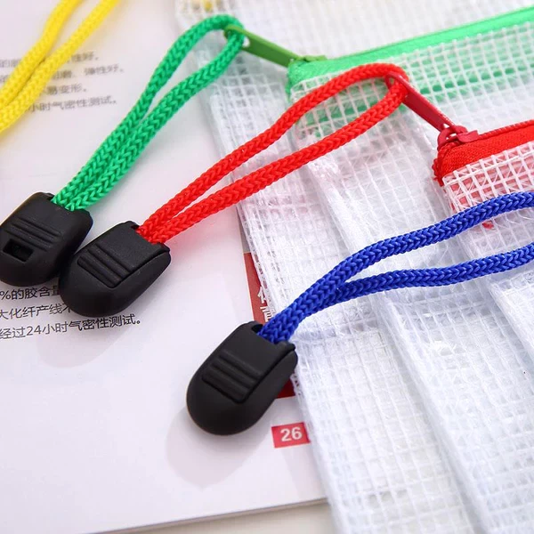 Deli e5654 pvc mesh a4 zipper bag, assorted