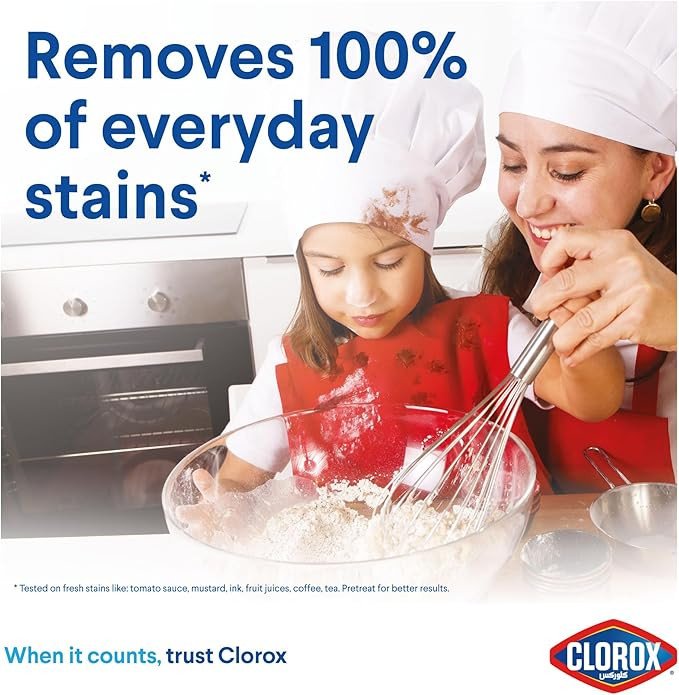 Clorox For Whites, Liquid, 900 mL, Stain Remover And Supreme Whitener, Removes 100% of Everyday Stains