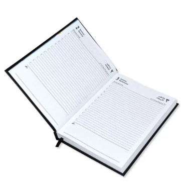 FIS A5 Diary 2024 (Arabic/English) 1 Side Padded Cover, Black - FSDI18AE24BK