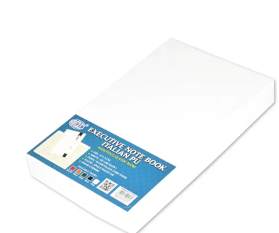 120-Sheets FIS Executive Notebook Single Line 13x21cm, Italian PU with Pen, White - FSNBEXSL1321WH
