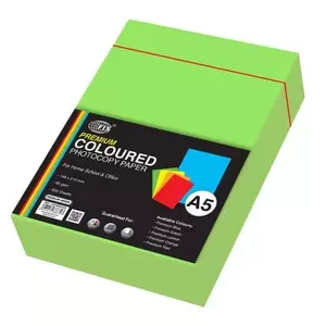 FIS Premium Color Photocopy Paper, 500 Sheets, 80 gsm, Premium Green Color, A5 Size - FSPWA5PGR