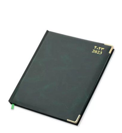 FIS 2023 Executive Diary (Arabic/English/French) Vinyl 1-Side Padded Gold Corner Green - FSDI89AEFVG23GR