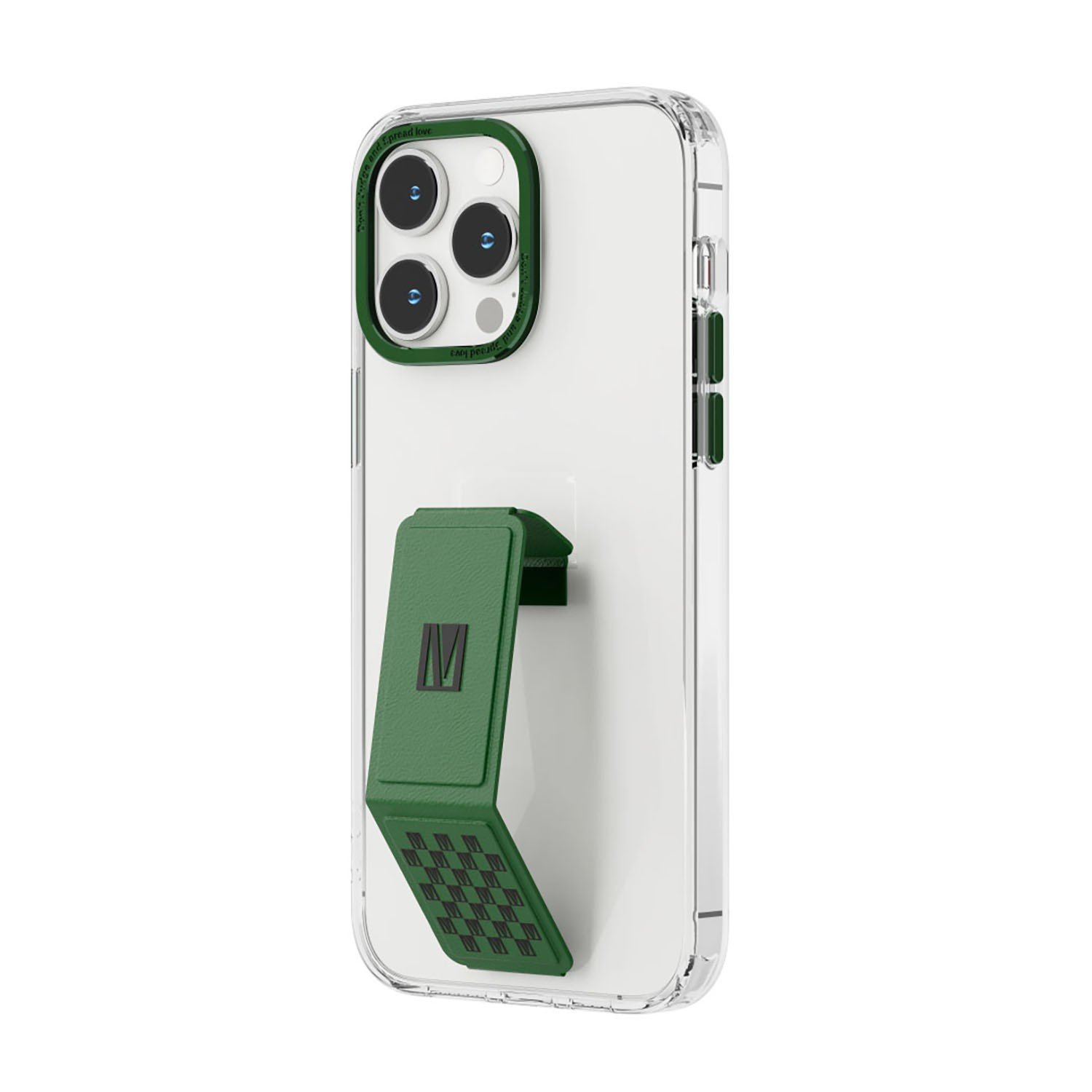 Levelo Morphix Clara Gripstand iPhone 14 Pro Max IMD Clear Back Case - Green