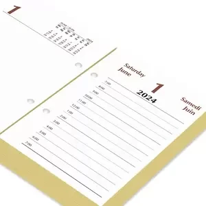 FIS 2024 Block Calendar, Arabic & English, 1 Day Per Sheet , Gold Gilded Edges, 60 GSM White Paper - FSBCAEG24