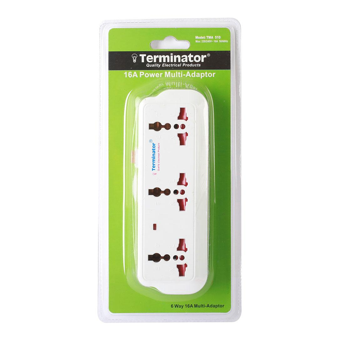 Multi Adaptor Universal 2 Pin Schuko Plug 16A With Switch 3 Way 3 Pin Spocket + 3 Way 2 Pin Socket