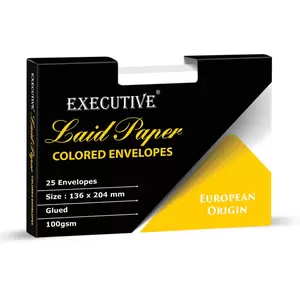 FIS Laid Paper Envelopes Glued, Pack of 25 Pcs. Moon Beam White Color, 136 x 204 mm Size, 100 GSM - FSEE1024GMWB25