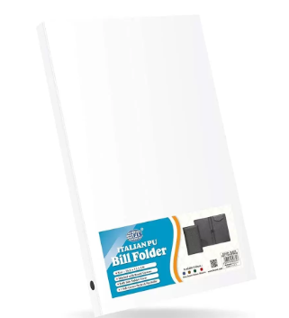 Executive Bill Folders Black Color, Italian PU Covers with Magnetic Flap, Pen Holder, Round Corners, Gift Box, 155 x 245 mm - FSCLBFBKD2