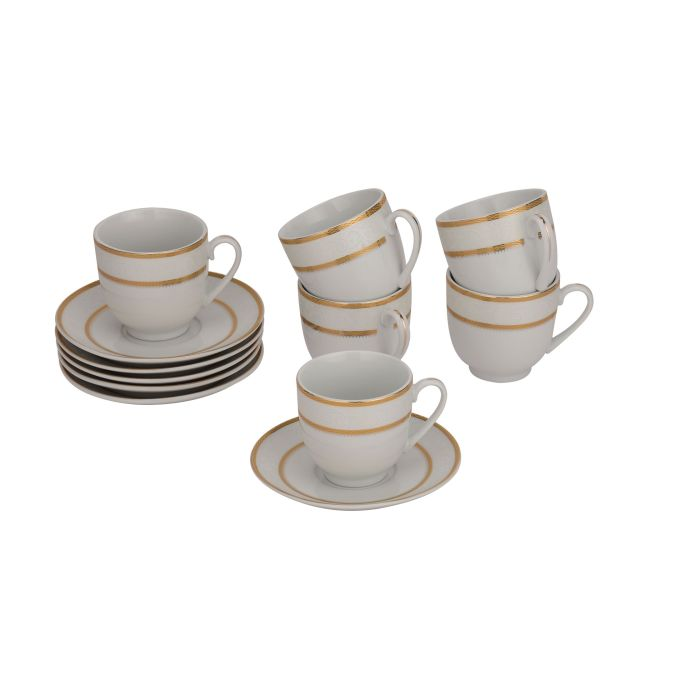 Cup & Saucer Set, Food Grade Material , 180ml Cup, RF10553 | Mocha Cup, Turkish Coffee Cup, 6pcs Each Cup And Saucer | Freezer Safe & Chip Resistant