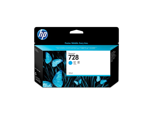 HP 728 Cyan DesignJet Ink Cartridge, 130ml