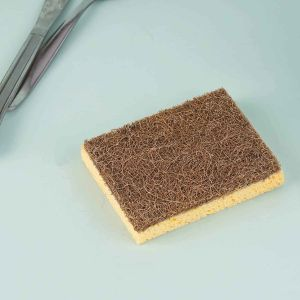 Royalford Cellulose Sponge Stitched - Coconut Fiber - Brown, Yellow - 0025 KG - 6294016423807