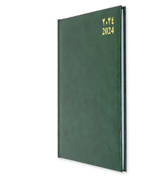 FIS Executive Diary 2024 Arabic/English/French (1-Week at a glance) Vinyl, 1-Side Padded, Cover, Green - FSDI34AE24GR