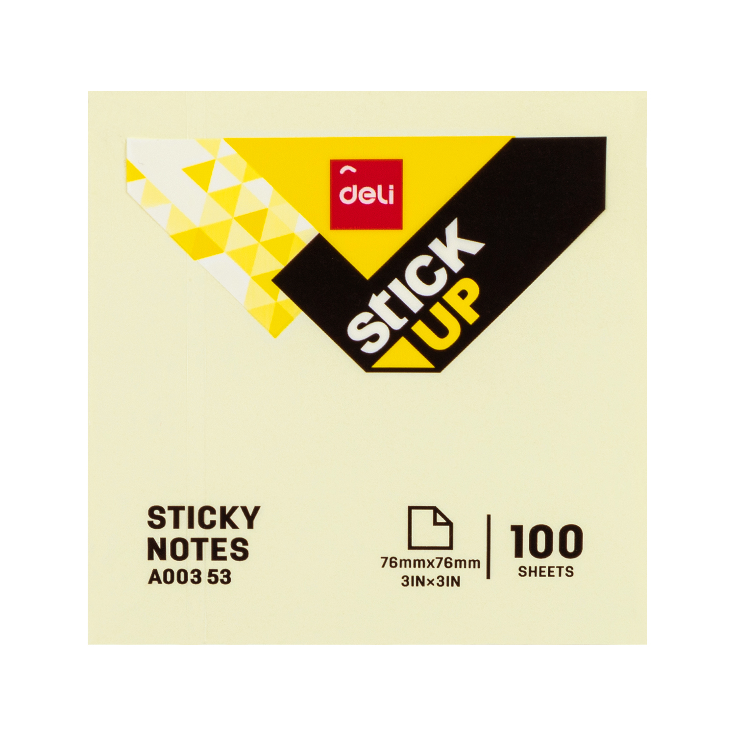 Deli EA00353 Sticky Notes 76×76mm 3”×3” 100 Sheets Yellow
