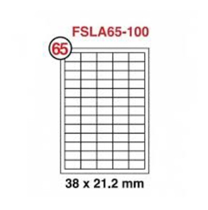 FIS Multipurpose Laser Labels, Colour White, Size 38X21.2MM, (65 Sticker x 100 Sheet) A4 Size, E.U. Origin Material - FSLA65-100