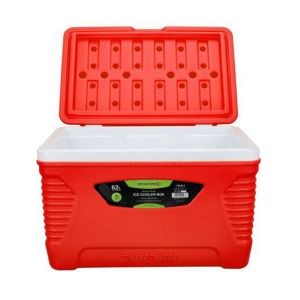 Royalford Insulated Ice Cooler Box 62Ltr - Plastic - Red - 62 Liter
