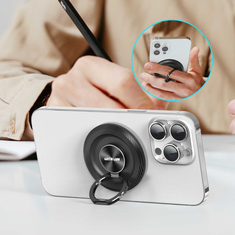 Green Lion Snap Grip Magsafe Holder - Black