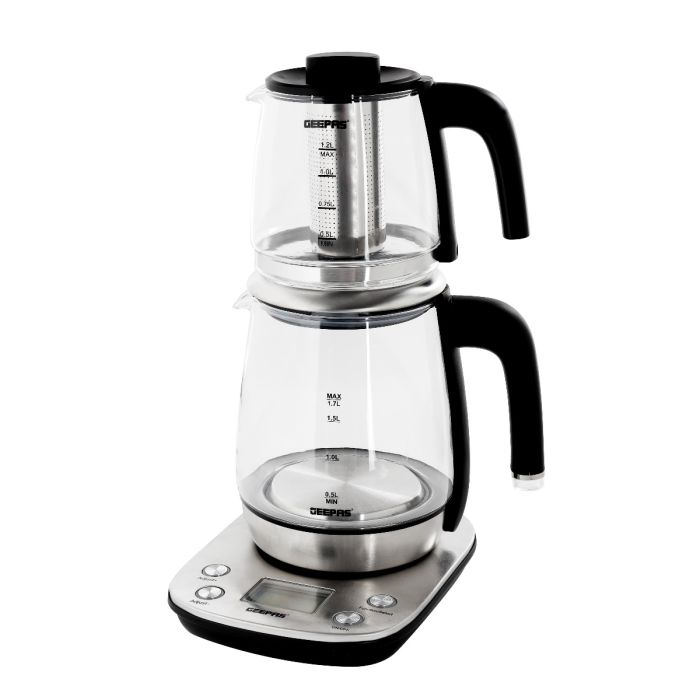 Geepas 2 In 1 Digital Tea Maker 1.7L & 1.2L - Temperature Setting With Anti-Dry & Overheat Protection | On/Off Switch With Light Indication | Stainless Steel Filter | Ideal For Tea, Coffee, Milk & Mor