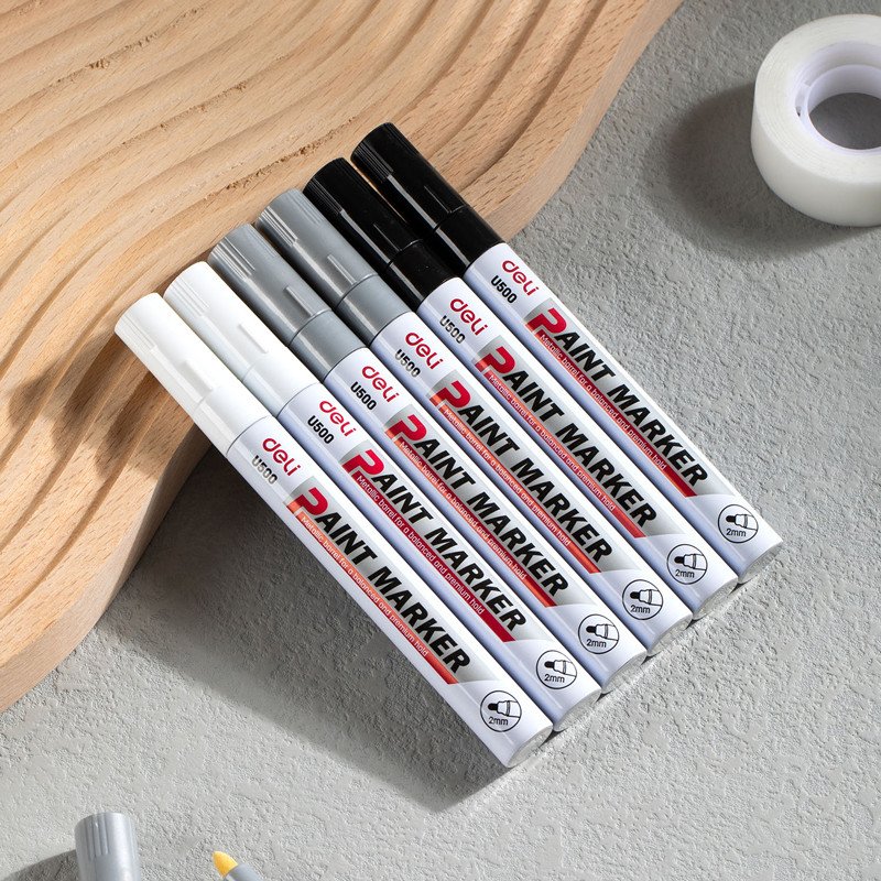 Deli EU500 Paint Marker, 2mm Bullet Tip Black (12Pcs/Pack)