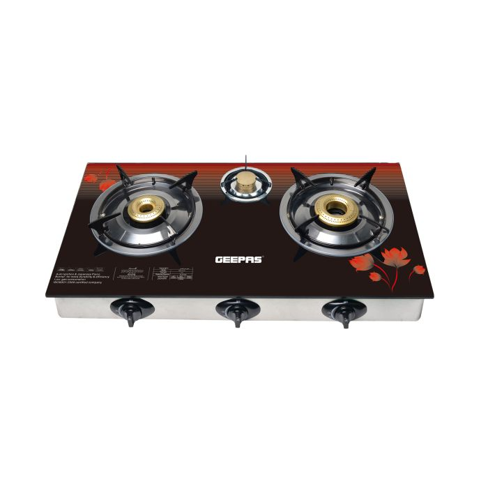 GGC31012 8 MM Tempered Glass 3 Burner Gas Cooker