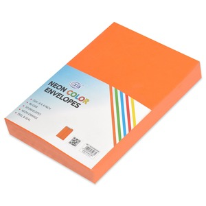 FIS Pack of 50 Neon Color Envelopes 80 GSM, Peel & Seal, Size 6 X 4 Inch, Color Orange