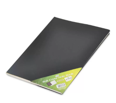 FIS Pvc Soft Cover Note Book, Size A4 5mm Square with Border, 80 Sheets, Black -FSNBPV5MMA480BK