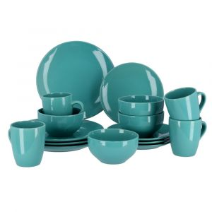 Royalford 16 Pcs Stoneware Dinner Set - Stoneware - Blue - 16 PC SET