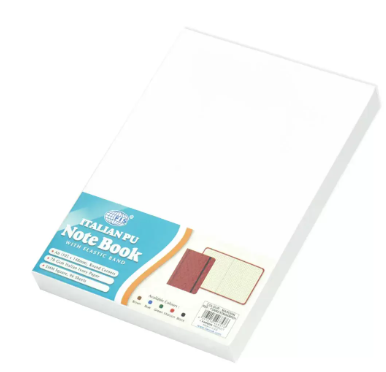 FIS Notebook With Elastic Band Italian PU Cover, Ivory Paper, 5 mm Square, Maroon Color, 96 Sheets With Gift Box, A6 Size