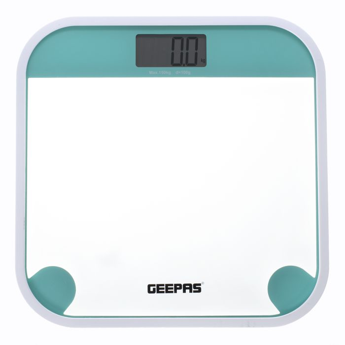 Geepas GBS46504UK Digital Scale - General Use, Digital Display, Super Slim Design, 5mm Tempered Glass Platform, Auto On-Off, 150 Kg Capacity | Auto Zero Setting | 2 Years Warranty