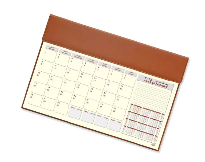 FIS Year Planner 2024 (Arabic/English) Italian PU with Desk Blotter, Brown - FSDKPUBAE24BR