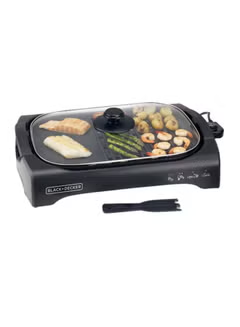 Electric Health Grill, Open Flat Grill With Glass Lid, 2200 W LGM70-B5 Black