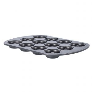 Royalford Doughnut Pans For Baking With 12 Slots - Aluminium - Black