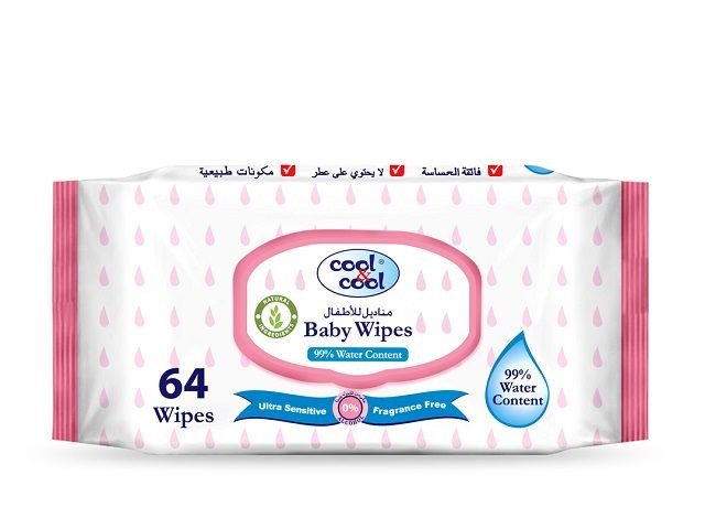 Cool & Cool 99% Water Content Baby Wipes 64's