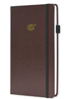 FIS Budget Planner with Elastic Pen Loop, Vinyl, Size A5, White Paper, 100 GSM, 128 Pages, Hard Cover, Round Corners, Colour Chocolate - FSORA5BPLANVCH