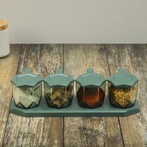 Royalford 4 Pcs Spice Jar Set - Acrylic - Assorted
