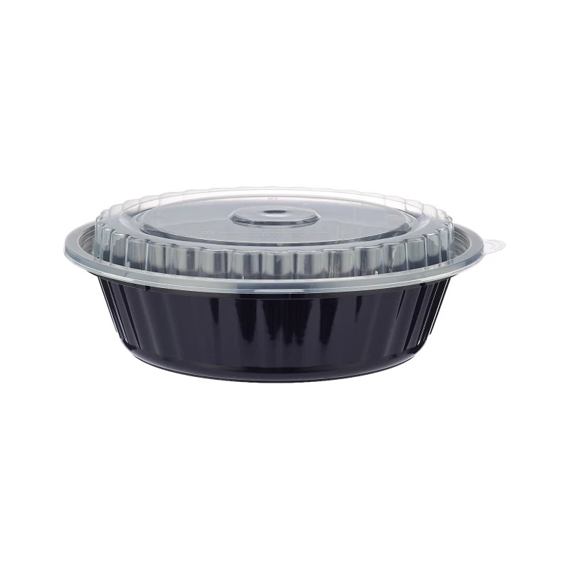 Black Base Round Ribbed Container with Lids 5 Pieces