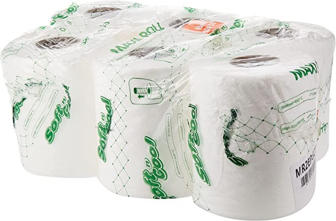 Soft N Cool Paper Maxi Roll Embossed Perforated 900 Gram 2 Ply Green Poly 6 Pieces
