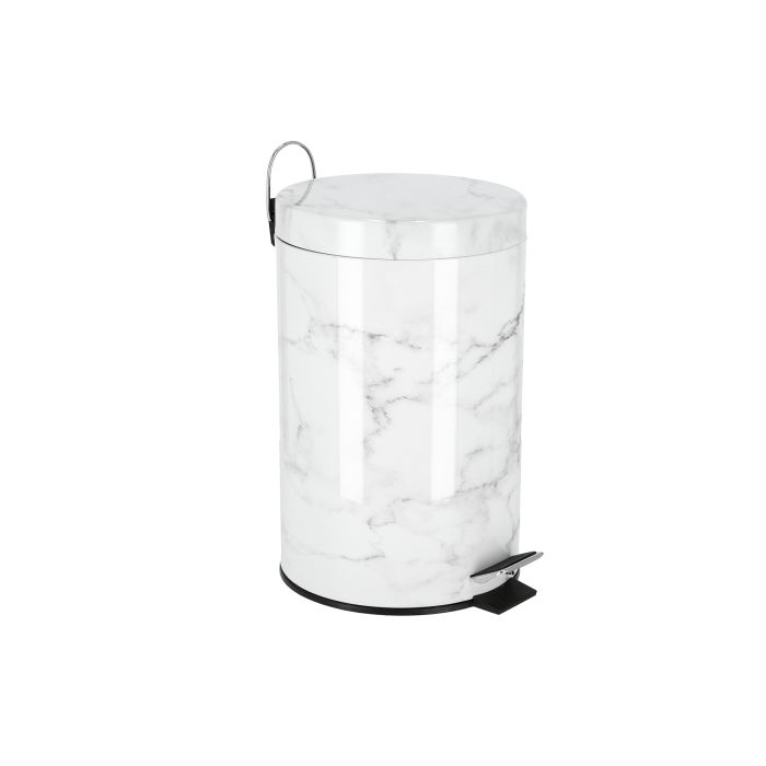Royalford RF9584 20L Marble Design Dust Bin - Portable Light Weight Household Round Rubbish Bin With Ergonomic Design & Compact Lid | Comfortable Handle| Perfect For Bathroom, Kitchen, Office & More