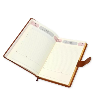 FIS Golden Agenda Diary 2024 (Arabic/English) Italian PU, 1-Side Padded, Brown - FSDI75AEPG24BR