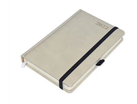 FIS French Diary 2023, PU 1-Side Padded, Round Corner, Light Grey - FSDI29FRPU23LGY