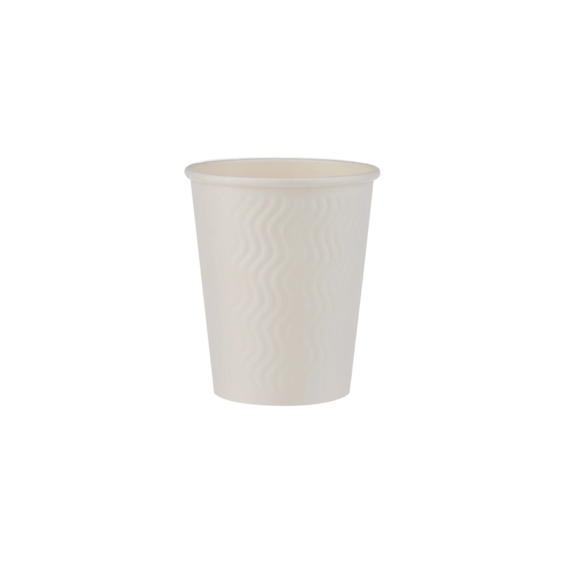 8 Oz White Embossed Paper Cup With Lid