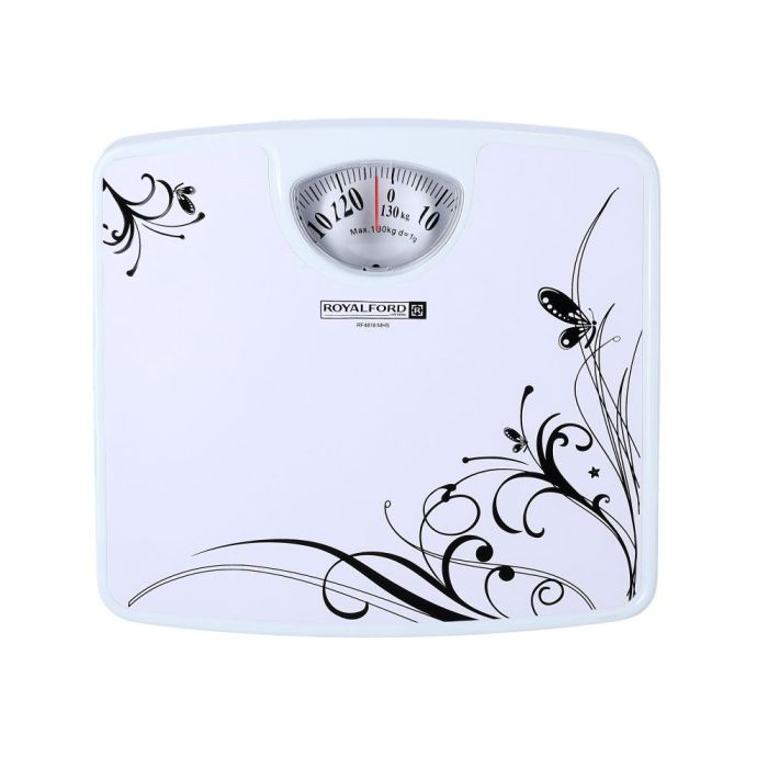 Royalford RF4818 Weighing Scale - Analogue Manual Mechanical Weighing Machine For Human Body-Weight Machine, 130Kg Capacity, Bathroom Scale, Large Rotating Dial, Compact