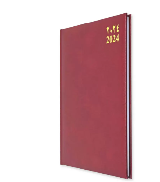 FIS Executive Diary 2024 Arabic/English/French (1-Week at a glance) Vinyl, 1Side Padded, Cover Maroon - FSDI34AE24MR