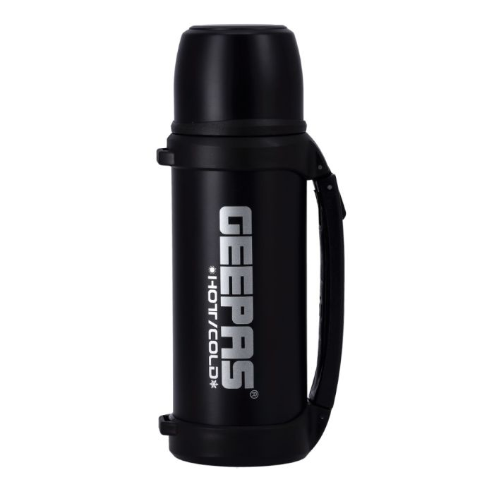 Geepas GSVF4117 1L Vacuum Flask - Leak-Proof Double Walled Insulated Stainless Steel Flask, Coffee Thermo, Reusable Hot Water Bottles With Cup For Home And Traveling/Hiking/Camping | 2 Years Warranty