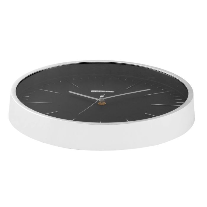 Geepas Wall Clock - Silent Non-Ticking, Round Decorative Wall Clock For Living Room, Bedroom, Kitchen (Battery Not Included) 3D Silver Dial | 2 Years Warranty