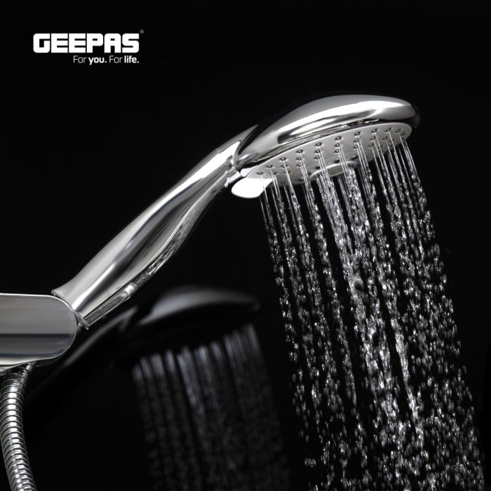 Geepas 5 Function Hand Shower In Contemporary Design, Rainfall-Circular And Power Massage Functions For Soothing Shower Experience