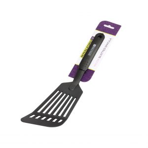 Royalford Long Slotted Spatula - Nylon - Black - 32 CM