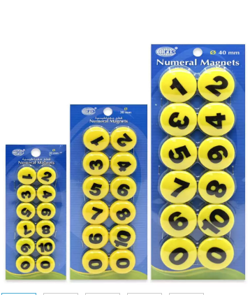 FIS Numerical Magnets English Language Each set Includes 12 Pieces each and Pack Includes 3 Sets (20mm set, 30 mm set, 40 mm set) -FSMIN203040/3