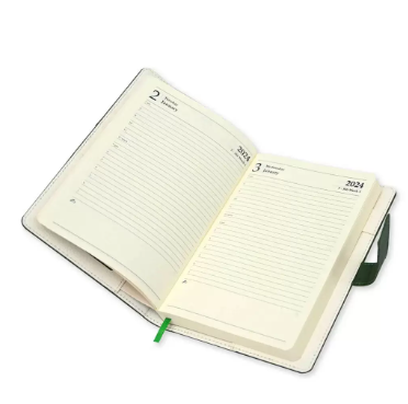 Fis 2024 A5 Diary English Vinyl Hard Sewn Cover Green -FSDI80E24GR