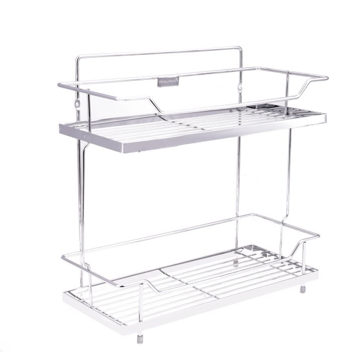 Royalford RF914-BR 2 Tier Kitchen Rack - Rust Free Stainless Steel Counter-Top Organizer Holder Rack For Spice Jar, Can, Bottle And More | Organizer Shelf Holder For Home Kitchen Bathroom Countertop S