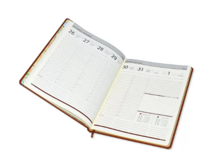 FIS Golden Executive Diary 2023 English/French (1-Week at a glance) Italian PU Cover, Dark Brown - FSDI36EG23DBR